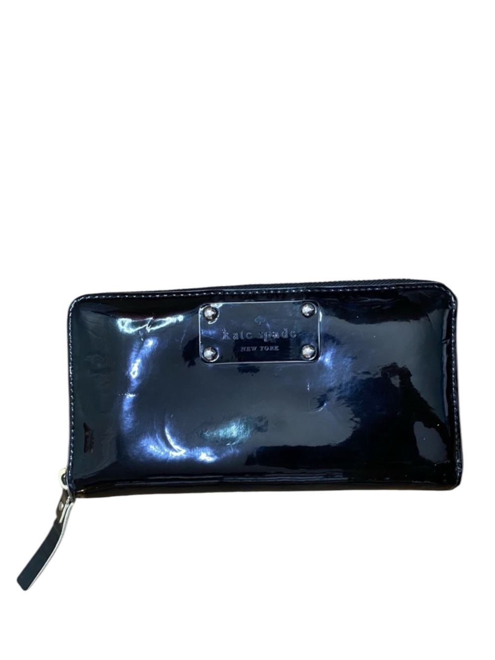 KATE SPADE Pasadena Neda Patent Zip Wallet in Patent Leather Black -- WELL LOVED